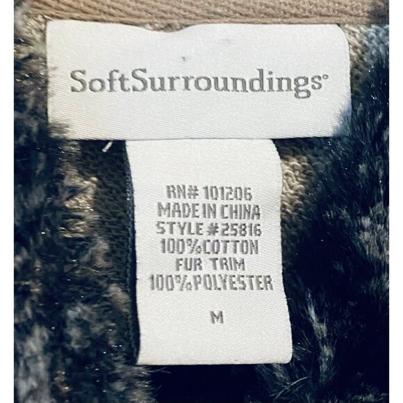 Soft Surroundings Sweatshirt Womens Medium Cozy Cabin Cuddle Up Fur Trim Hoodie - Picture 5 of 7